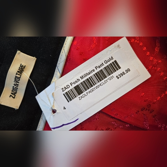 NWT Zadig & Voltaire Gold Stripe Black Pant - Picture 9 of 11